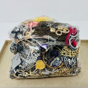 Vintage & Modern Gold & Silver Tone Mixed Metal Scrap/Wearable Jewelry Lot 8LBs